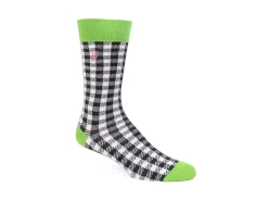 Fluevog Shoes Leroy Vog Socks | Gingham Sock Off White/Green/Black Sale