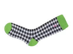 Fluevog Shoes Leroy Vog Socks | Gingham Sock Off White/Green/Black Sale