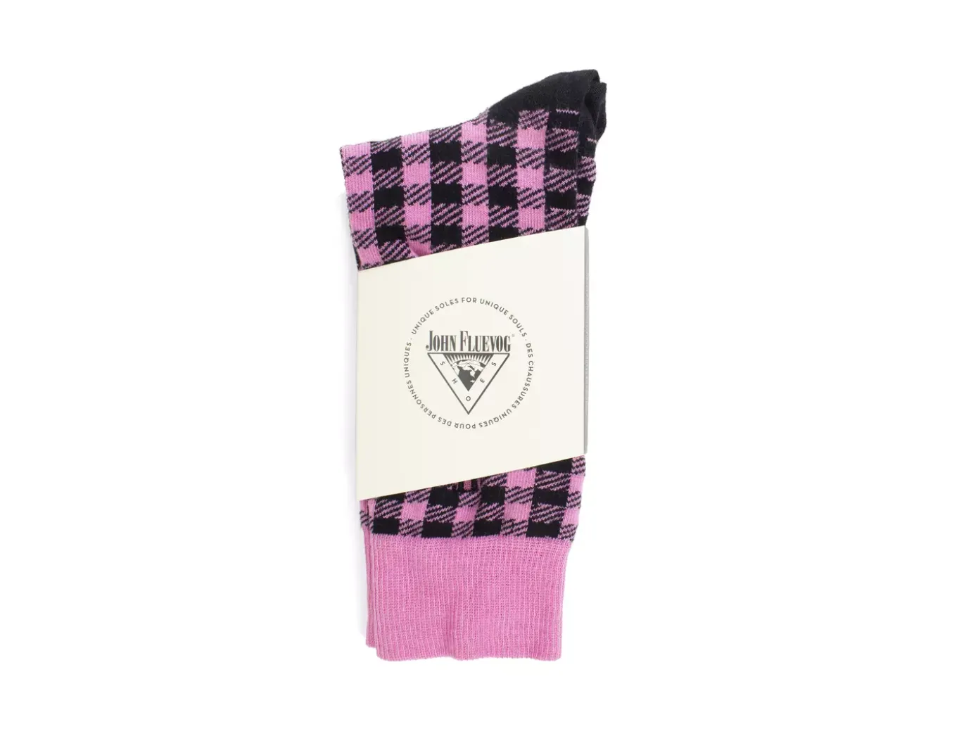 Fluevog Shoes Leroy Vog Socks | Gingham Sock Pink/Black New