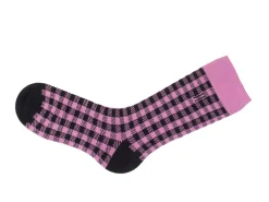 Fluevog Shoes Leroy Vog Socks | Gingham Sock Pink/Black New