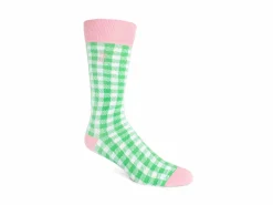 Fluevog Shoes Leroy Vog Socks | Gingham Sock White/Green Fashion