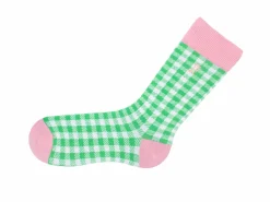 Fluevog Shoes Leroy Vog Socks | Gingham Sock White/Green Fashion