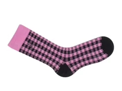 Fluevog Shoes Leroy Vog Socks | Gingham Sock Pink/Black Best