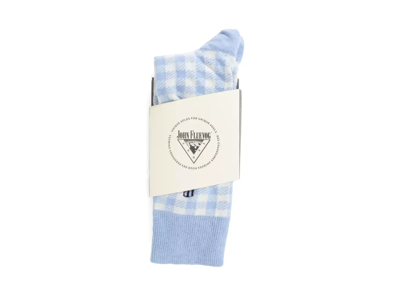 Fluevog Shoes Leroy Vog Socks | Gingham Sock Off White/Light Blue Sale