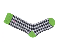 Fluevog Shoes Leroy Vog Socks | Gingham Sock Off White/Green/Black Hot