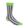 Fluevog Shoes Leroy Vog Socks | Gingham Sock Off White/Green/Black Flash Sale