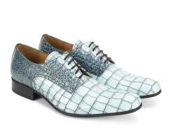 Fluevog Shoes Luciano | Sleek Derby Shoe Blue Croc Online