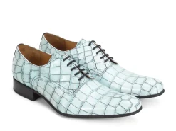 Fluevog Shoes Luciano | Sleek Derby Shoe Blue Croc Online