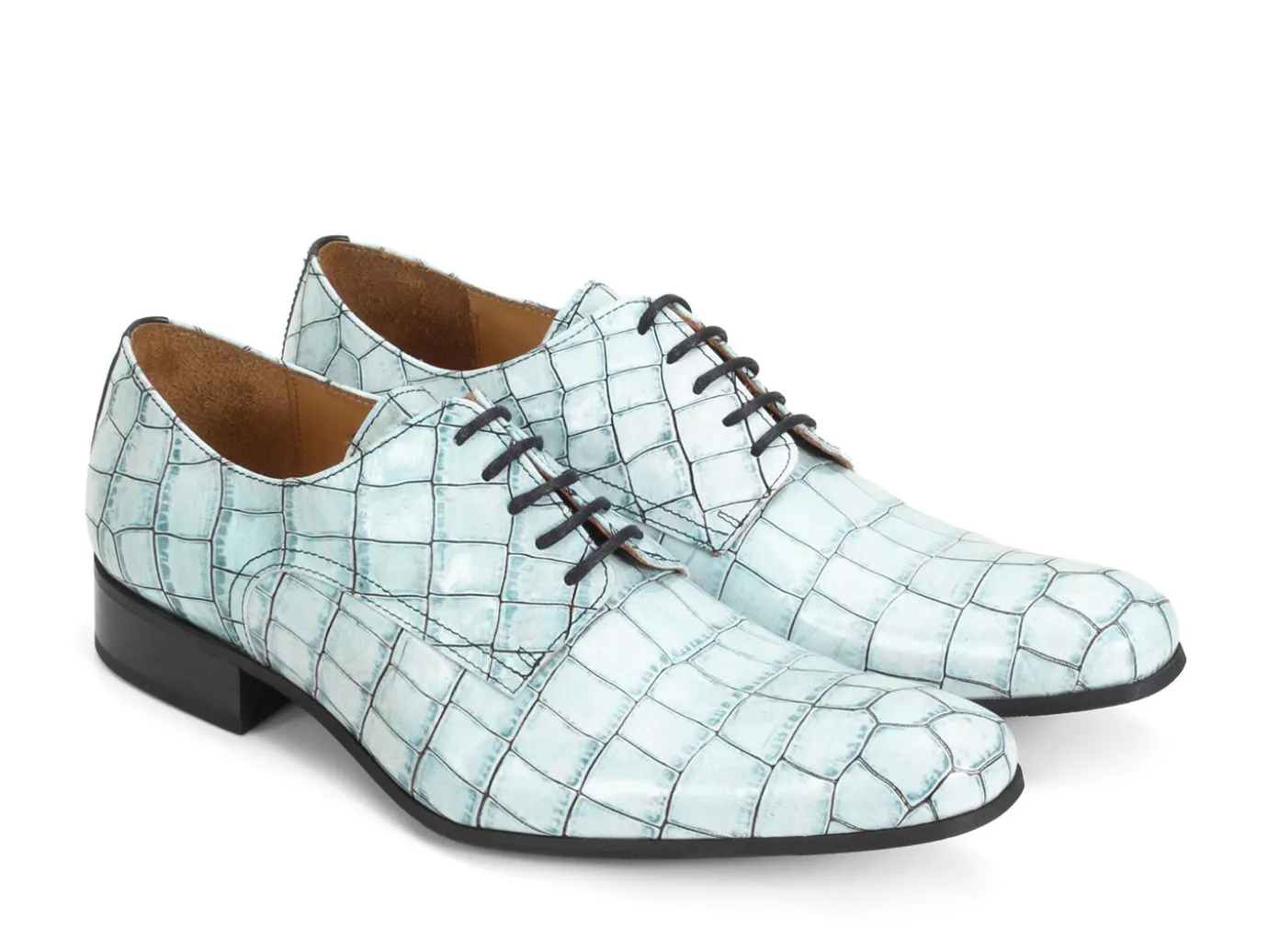 Fluevog Shoes Luciano | Sleek Derby Shoe Blue Croc Online