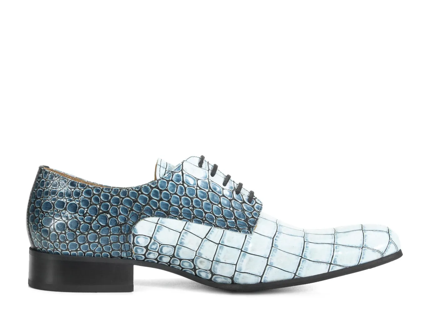 Fluevog Shoes Luciano | Sleek Derby Shoe Blue Croc Online