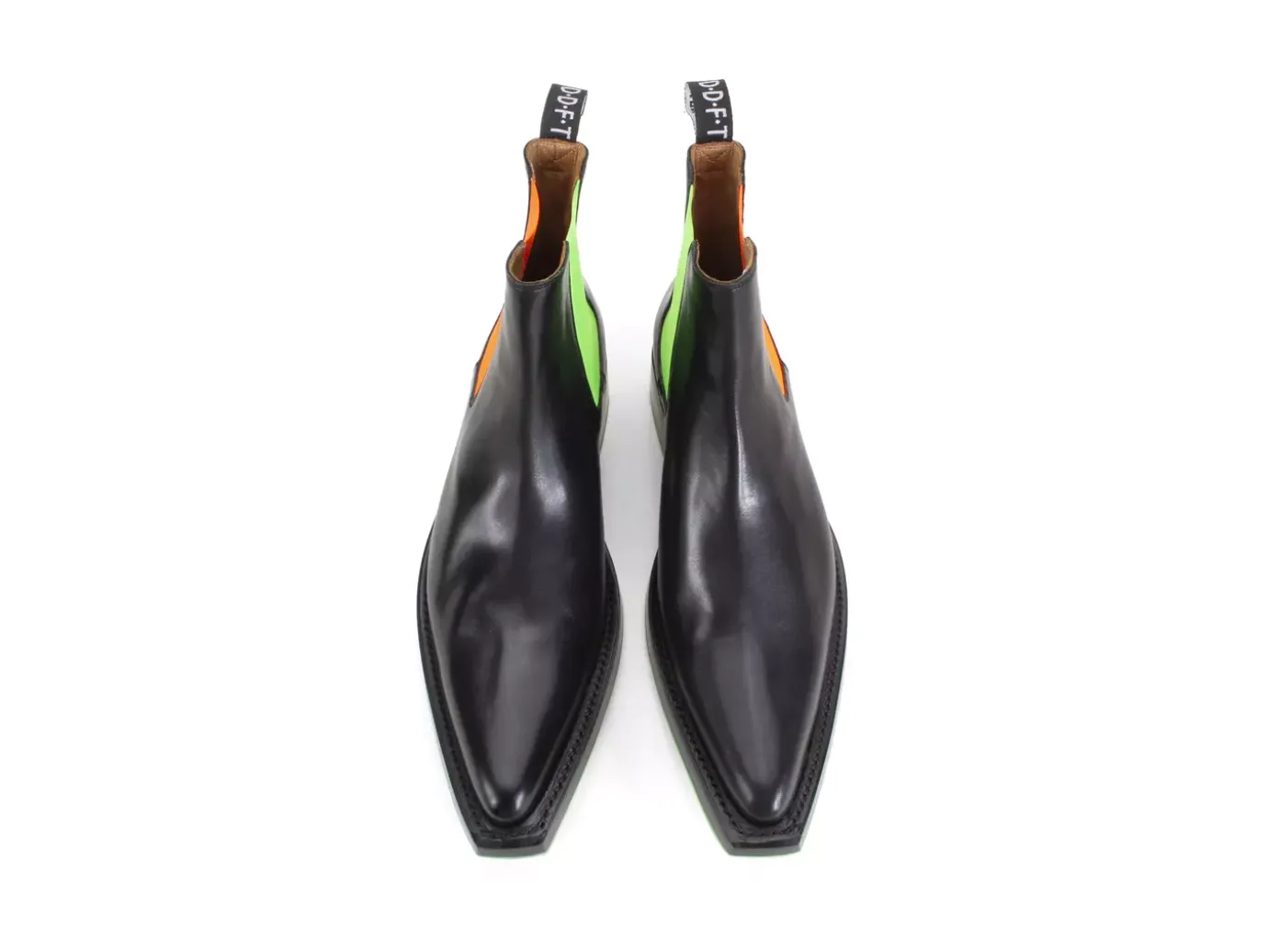 Fluevog Shoes Lyngenfjord | Pointed Toe Chelsea Boot Black/Neon Shop
