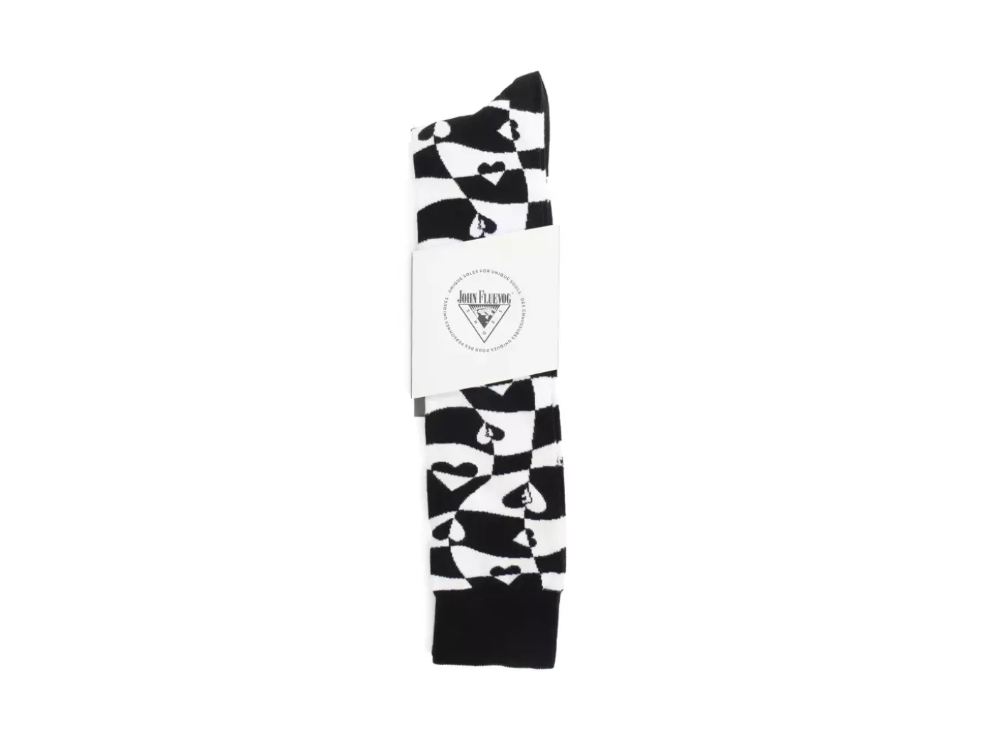 Fluevog Shoes Mabel Vog Socks | Warped Hearts Sock White/Black Store