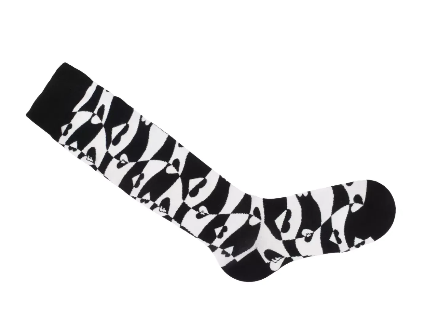 Fluevog Shoes Mabel Vog Socks | Warped Hearts Sock White/Black Store