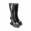Fluevog Shoes Magnolia | Zip-Up Platform Tall Boot Black Cheap
