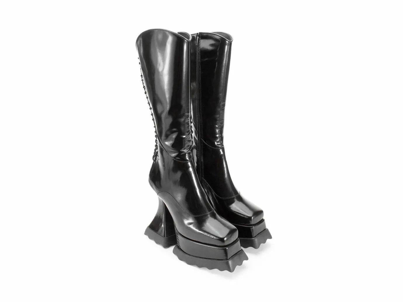 Fluevog Shoes Magnolia | Zip-Up Platform Tall Boot Black Cheap