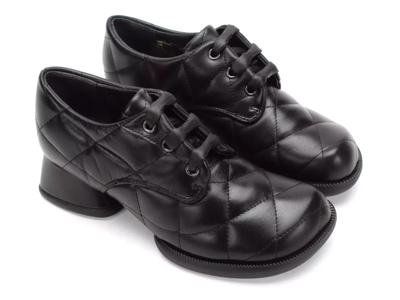 Fluevog Shoes Maika | Quilted Lace-Up Heel Black Fashion