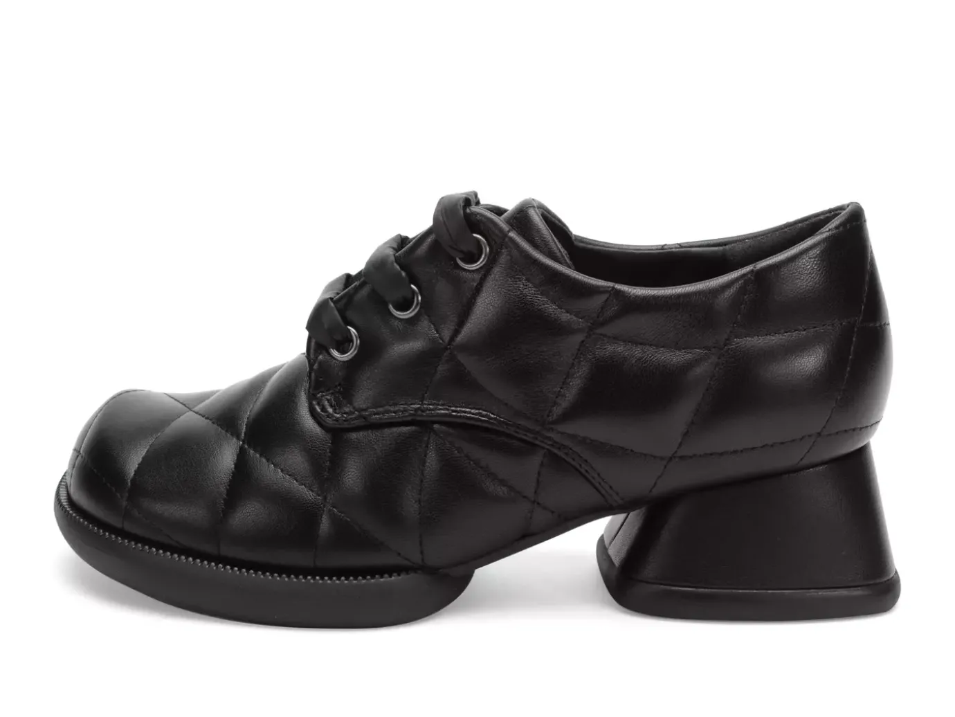 Fluevog Shoes Maika | Quilted Lace-Up Heel Black Fashion