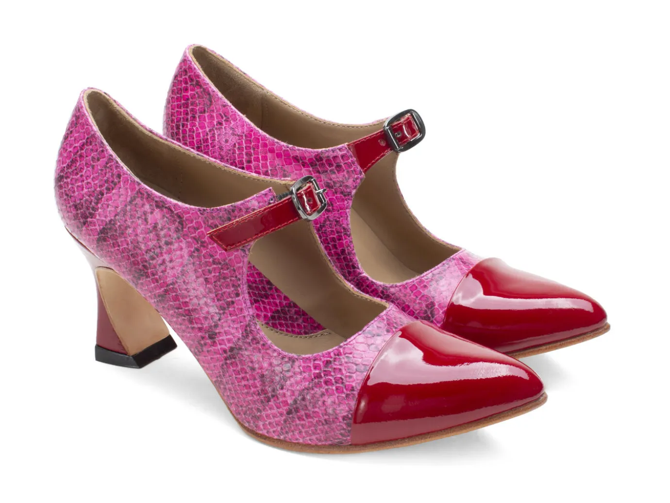 Fluevog Shoes Malala | Mary Jane Heel Pink/Red Online