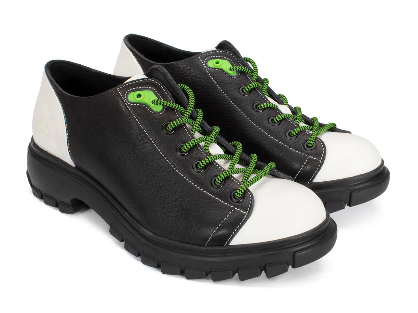 Fluevog Shoes Mardi | Leather Hiker Shoe Black/White Online