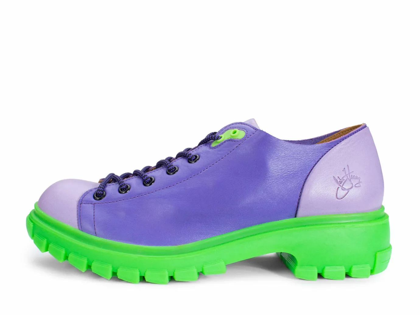 Fluevog Shoes Mardi | Leather Hiker Shoe Purple/Green Best Sale