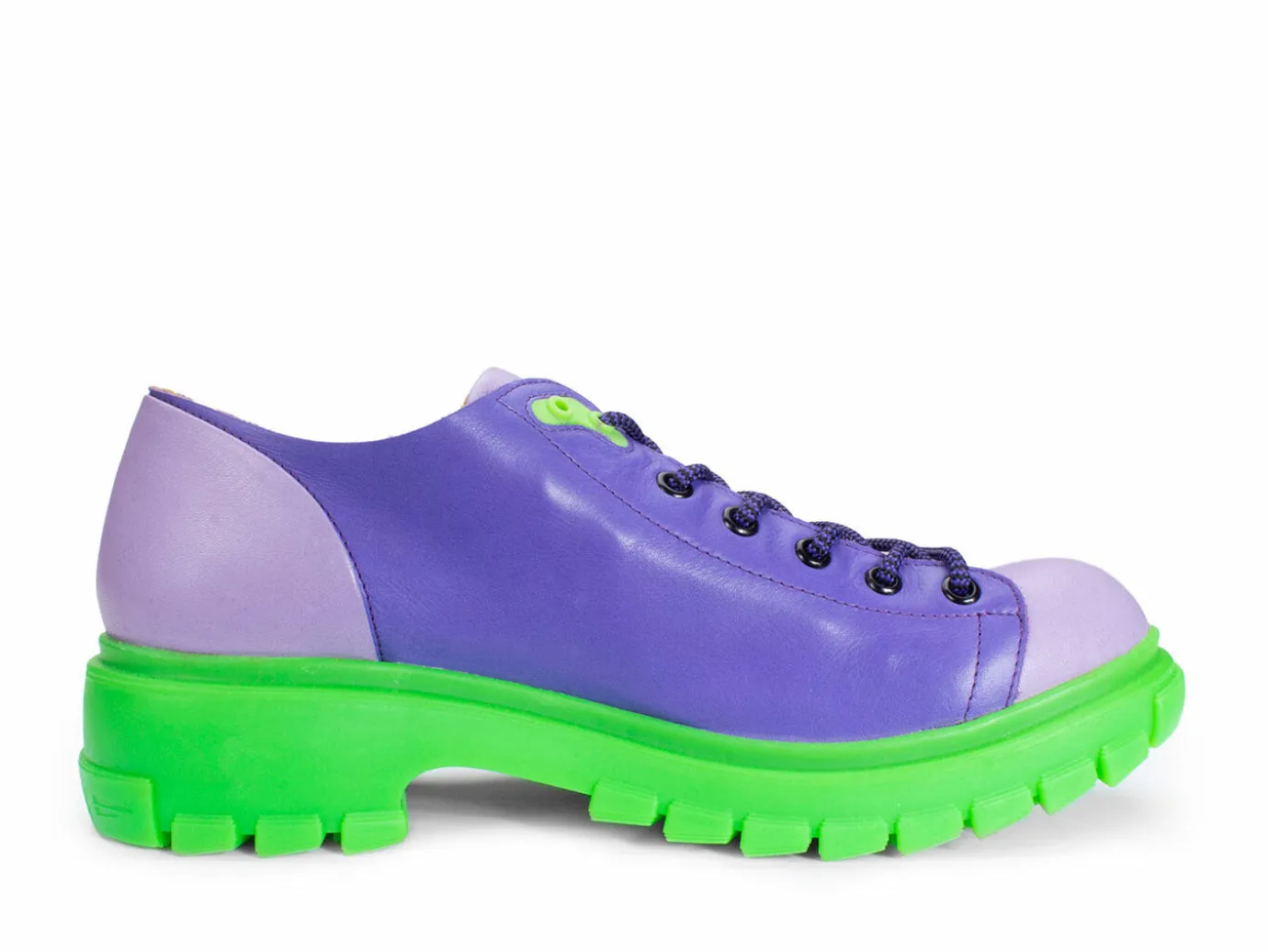 Fluevog Shoes Mardi | Leather Hiker Shoe Purple/Green Best Sale