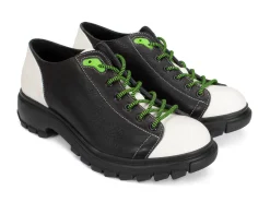 Fluevog Shoes Mardi | Leather Hiker Shoe Black/White Hot