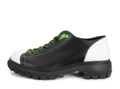 Fluevog Shoes Mardi | Leather Hiker Shoe Black/White Hot