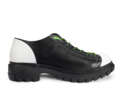 Fluevog Shoes Mardi | Leather Hiker Shoe Black/White Hot