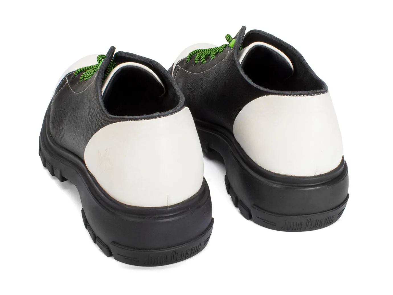Fluevog Shoes Mardi | Leather Hiker Shoe Black/White Hot