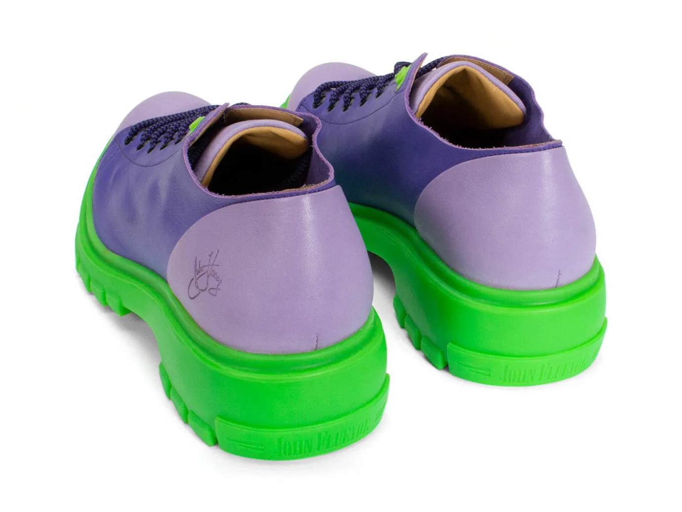 Fluevog Shoes Mardi | Leather Hiker Shoe Purple/Green Fashion