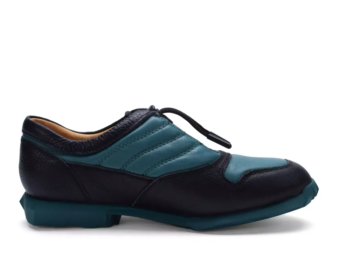 Fluevog Shoes Meridian | Slip-On Shoe With Plastic Toggle Black/Teal Cheap