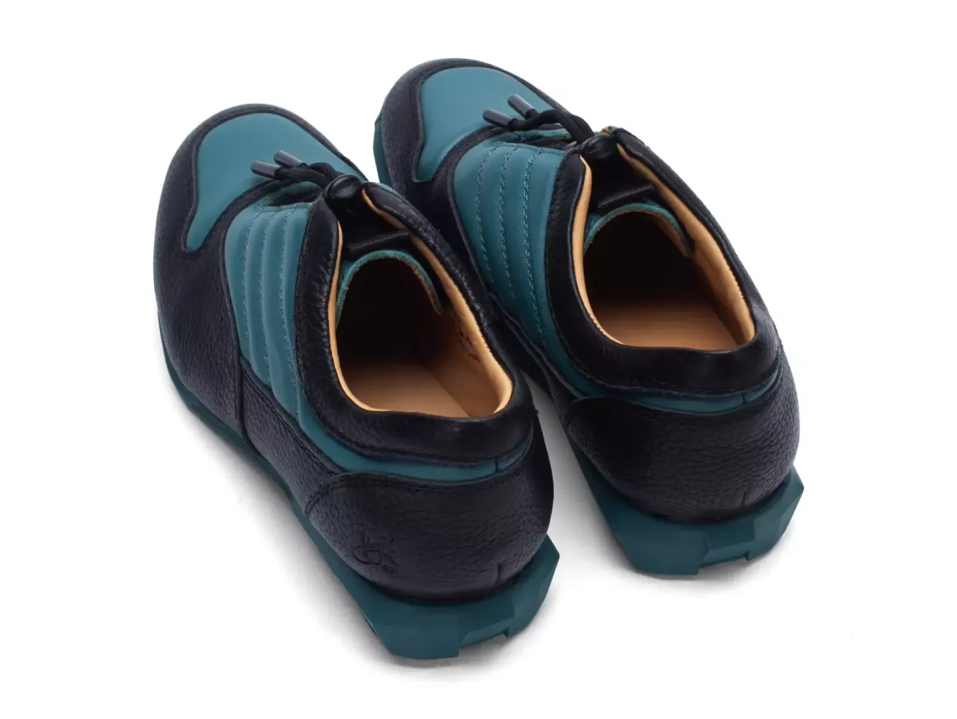 Fluevog Shoes Meridian | Slip-On Shoe With Plastic Toggle Black/Teal Cheap