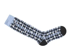 Fluevog Shoes Mochi Vog Socks | Spotted Gingham Sock Black/Blue Stars Outlet