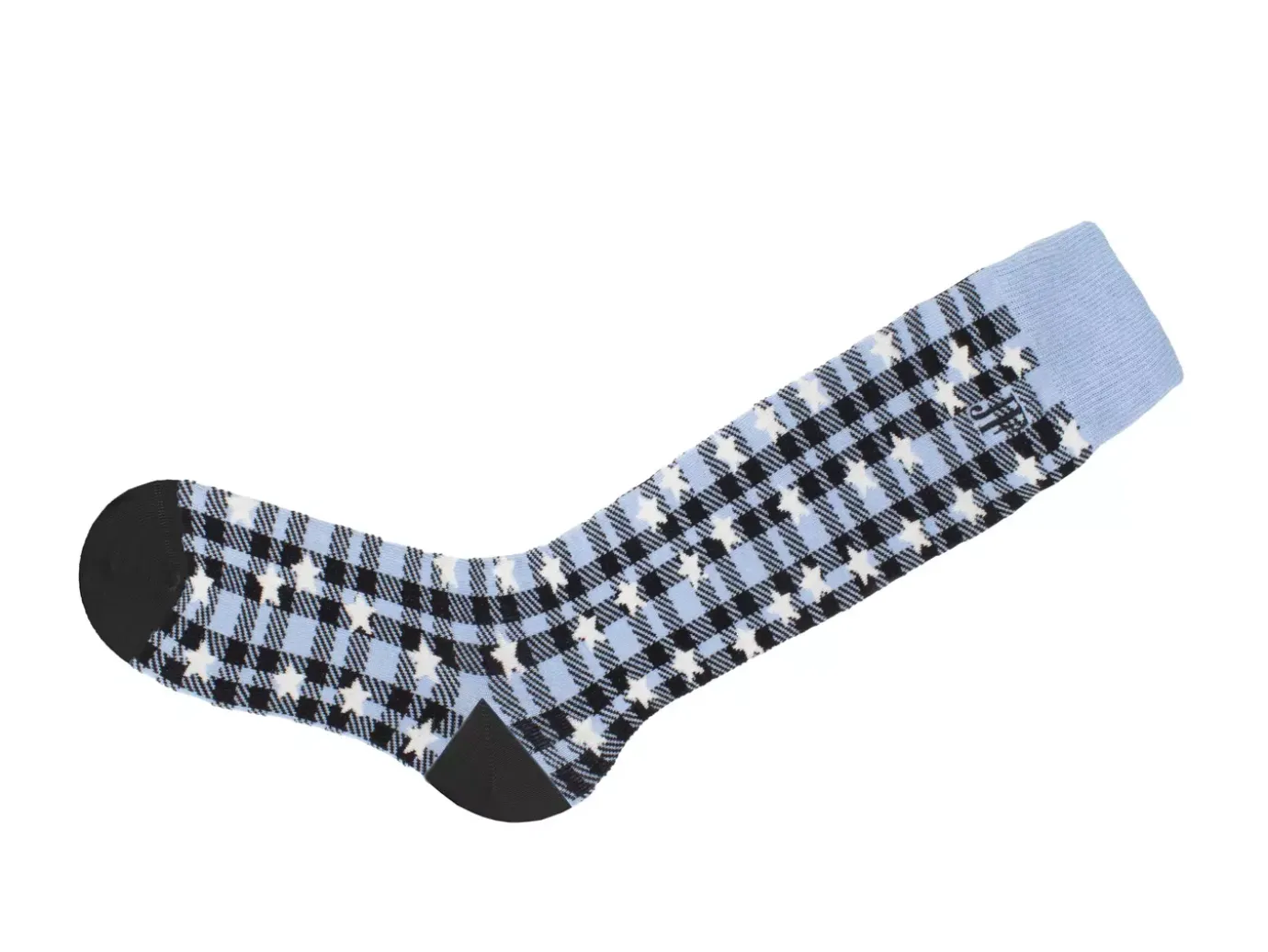 Fluevog Shoes Mochi Vog Socks | Spotted Gingham Sock Black/Blue Stars Store