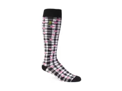 Fluevog Shoes Mochi Vog Socks | Spotted Gingham Sock White/Black/Pink Hearts Fashion