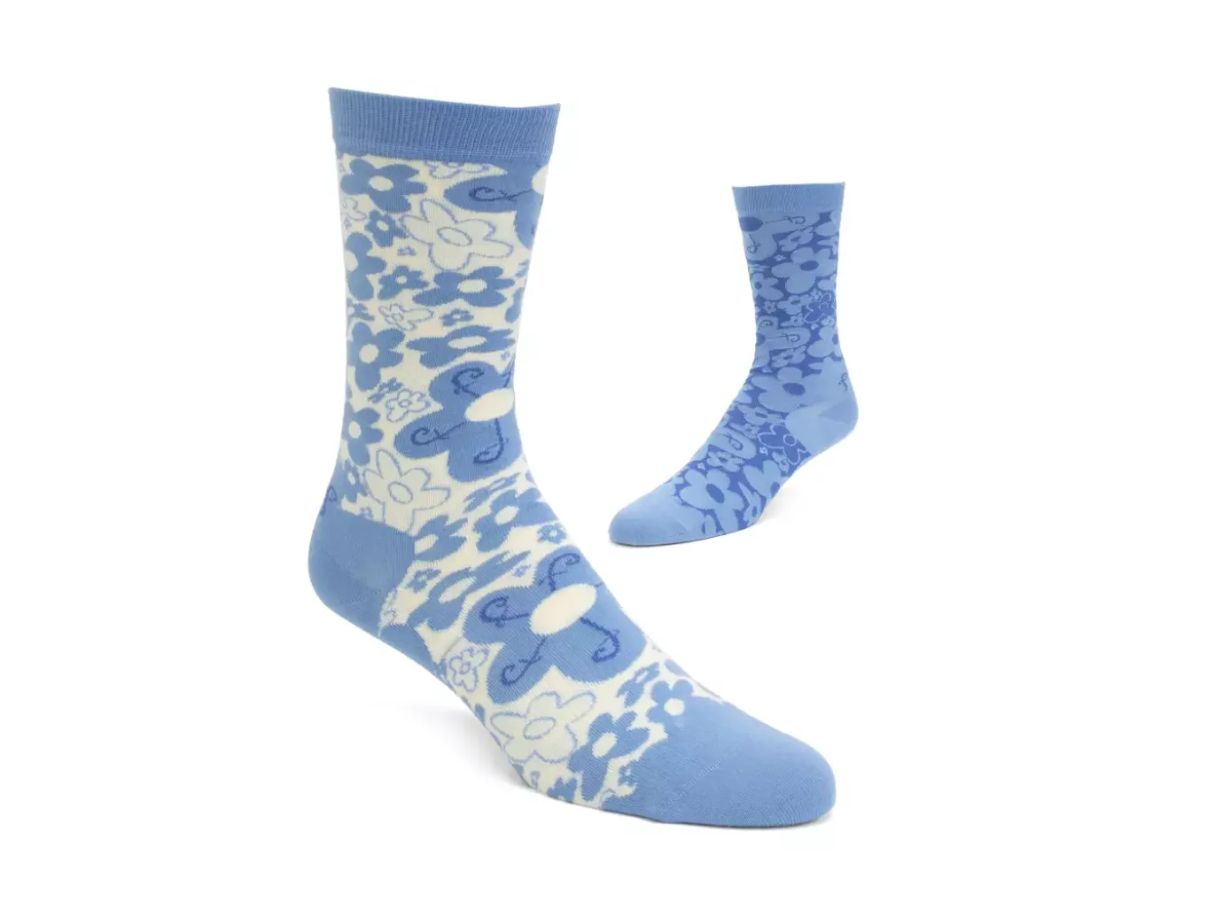 Fluevog Shoes Monkey Vog Socks | Custom Floral Sock Blue Floral Twins Store