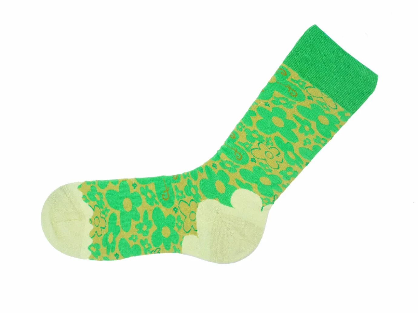 Fluevog Shoes Monkey Vog Socks | Custom Floral Sock Green Flash Sale