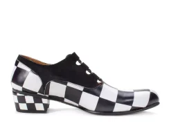 Fluevog Shoes Obero | Open Lace-Up Shoe Black/White Online