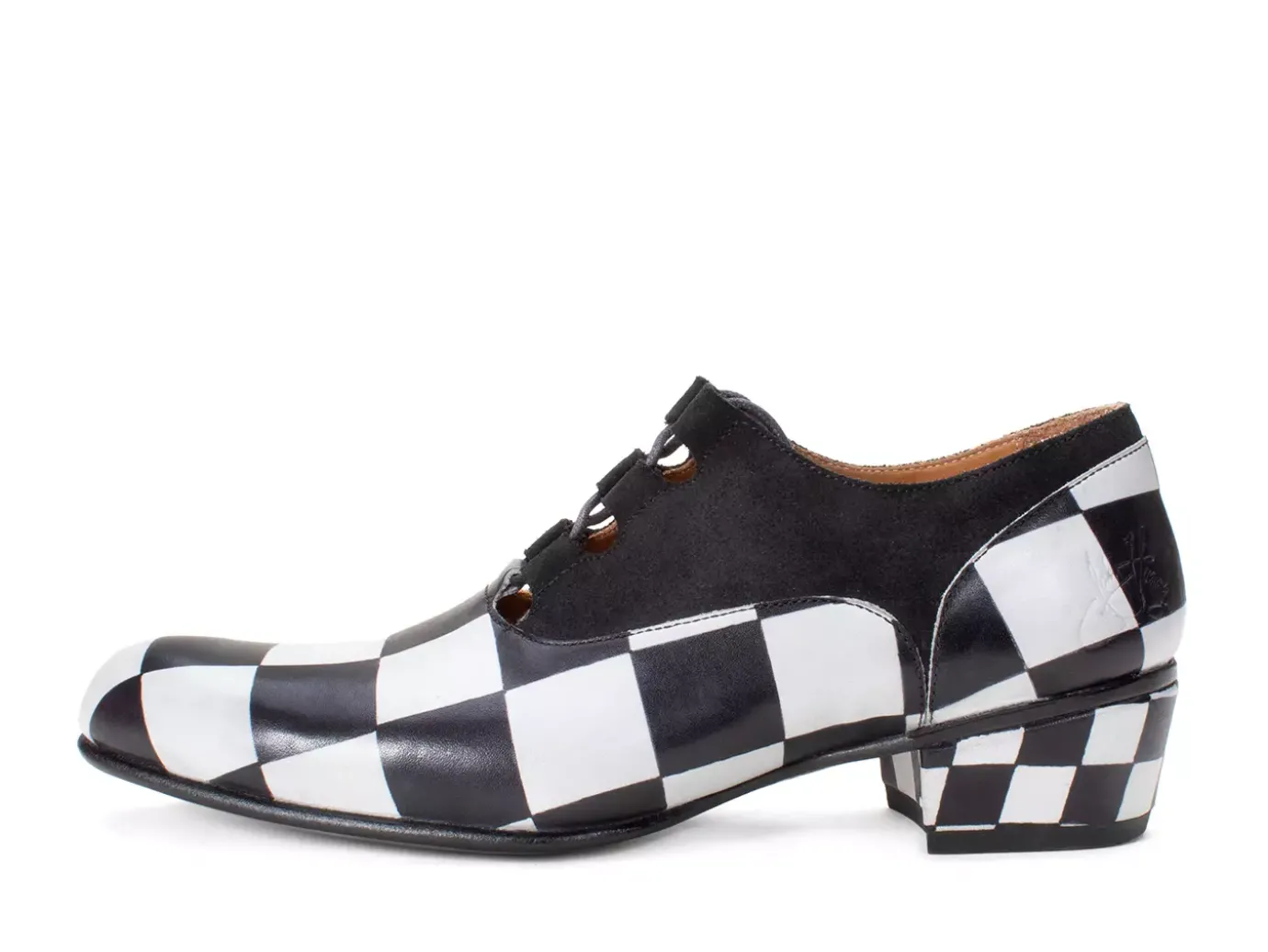 Fluevog Shoes Obero | Open Lace-Up Shoe Black/White Discount