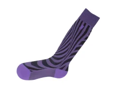 Fluevog Shoes Oberon Vog Socks | Knee-High Optical Illusion Sock Purple/Black Fashion