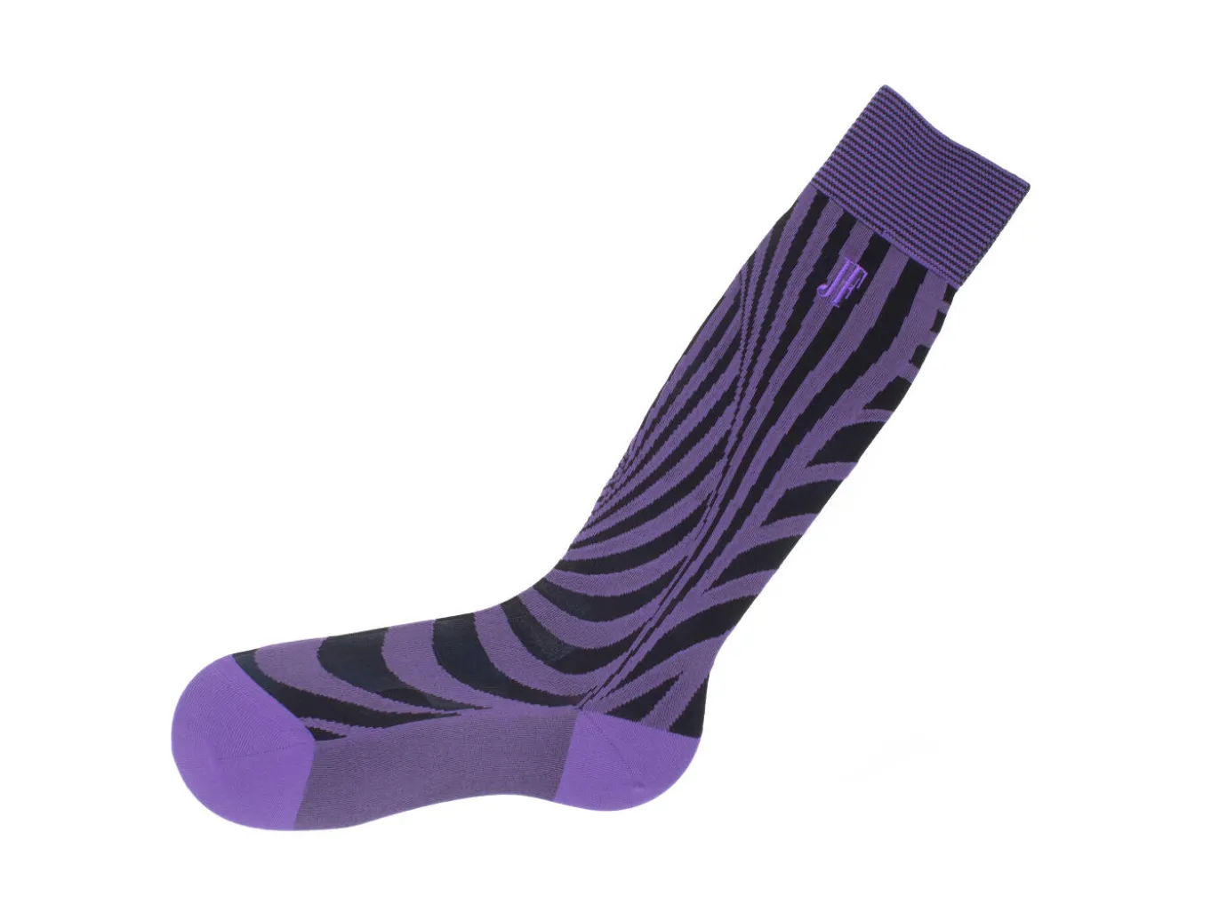 Fluevog Shoes Oberon Vog Socks | Knee-High Optical Illusion Sock Purple/Black Fashion