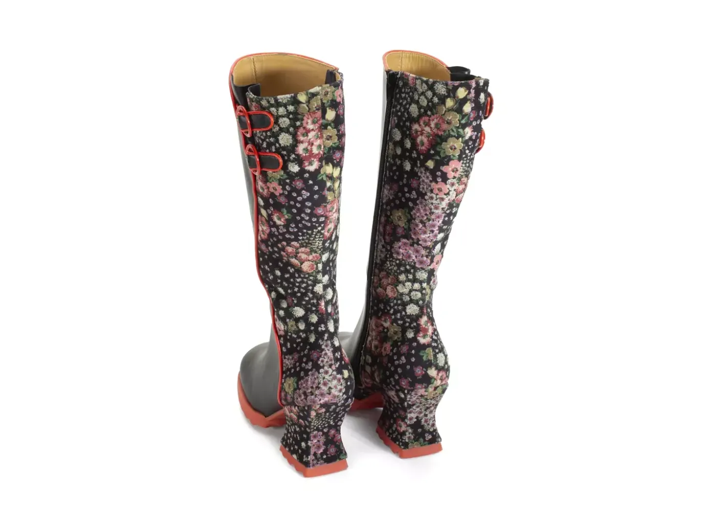 Fluevog Shoes Pare | Zip-Up Tall Boot Black/Floral Best