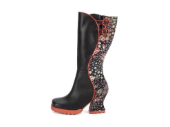 Fluevog Shoes Pare | Zip-Up Tall Boot Black/Floral Cheap