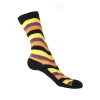 Fluevog Shoes Peggy-Sue Vog Socks | Wave Patterned Sock Black/Yellow Sale