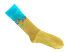 Fluevog Shoes Pico Vog Socks | Sparkly Flame Sock Yellow/Blue Best