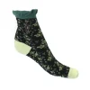 Fluevog Shoes Purrcy Vog Socks | Floral Ruffle Sock Green/Black Outlet