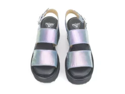 Fluevog Shoes Razzle | Platform Sandal Blue Metallic Sale