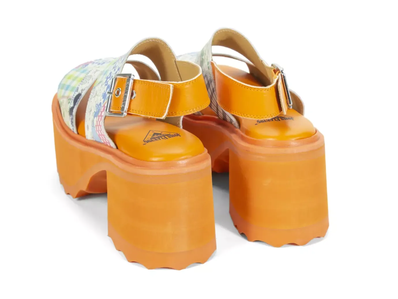 Fluevog Shoes Razzle | Platform Sandal Patchwork/Orange Clearance