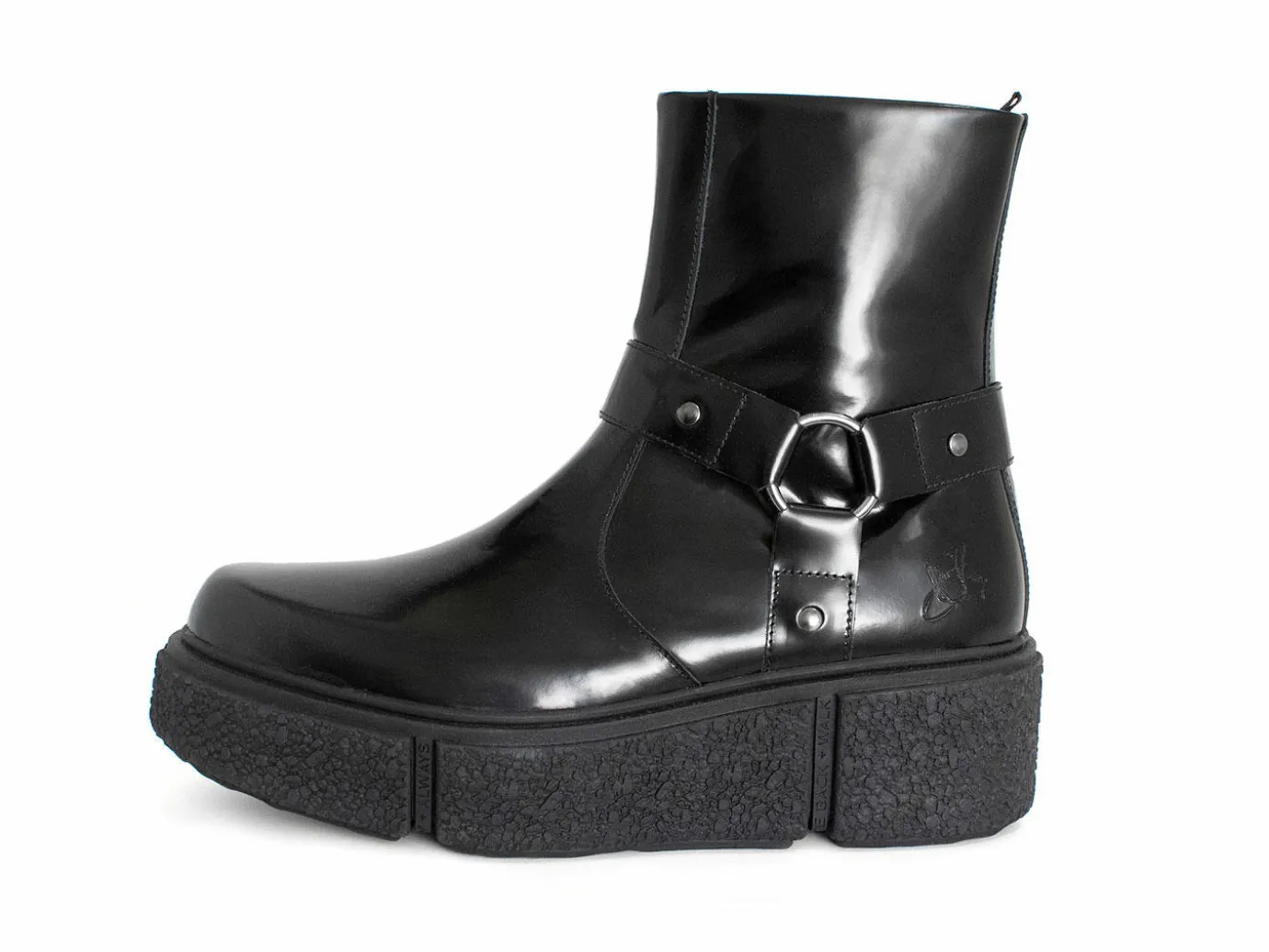 Fluevog Shoes Rheita | Platform Ankle Boot With Harness Black Shop