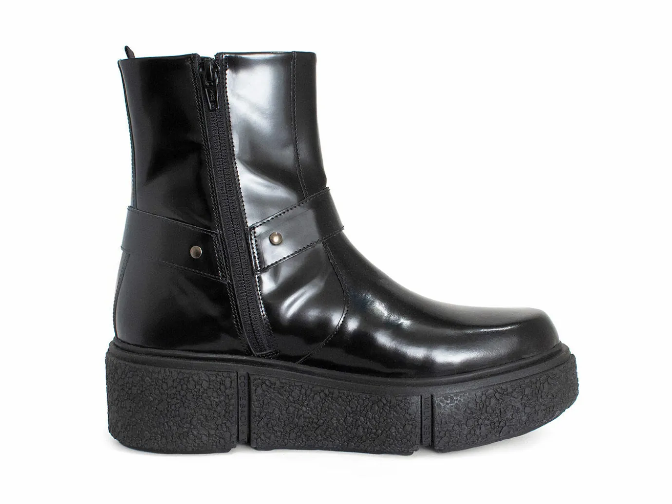 Fluevog Shoes Rheita | Platform Ankle Boot With Harness Black Shop